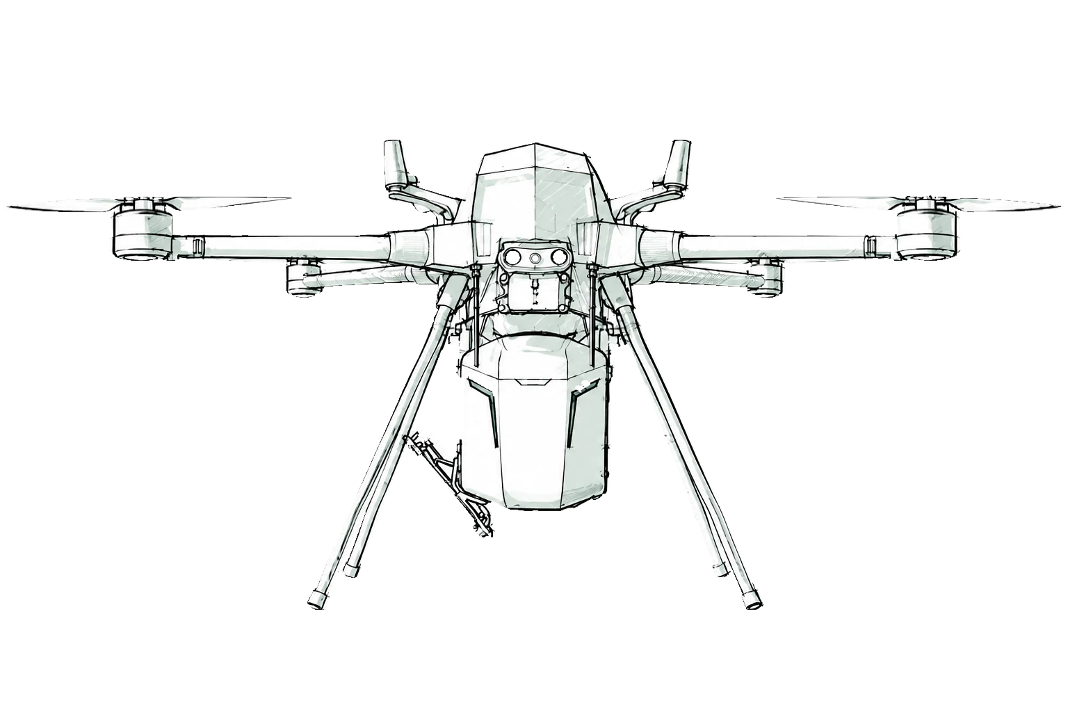 Sketch of the Sardrone drone’s flight line, front view.